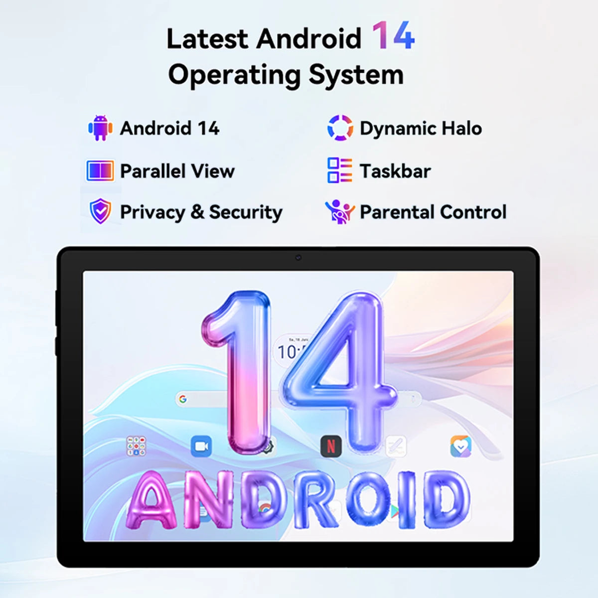 A7 Octa Core Tablet PC 10.95 Inch HD Screen Android 14 Tablet 16GB(4+12) RAM 128GB Storage Expandable 1TB TF Card 6800mAh Battery 5MP+8MP Camera Business Entertainment Tablet Black White