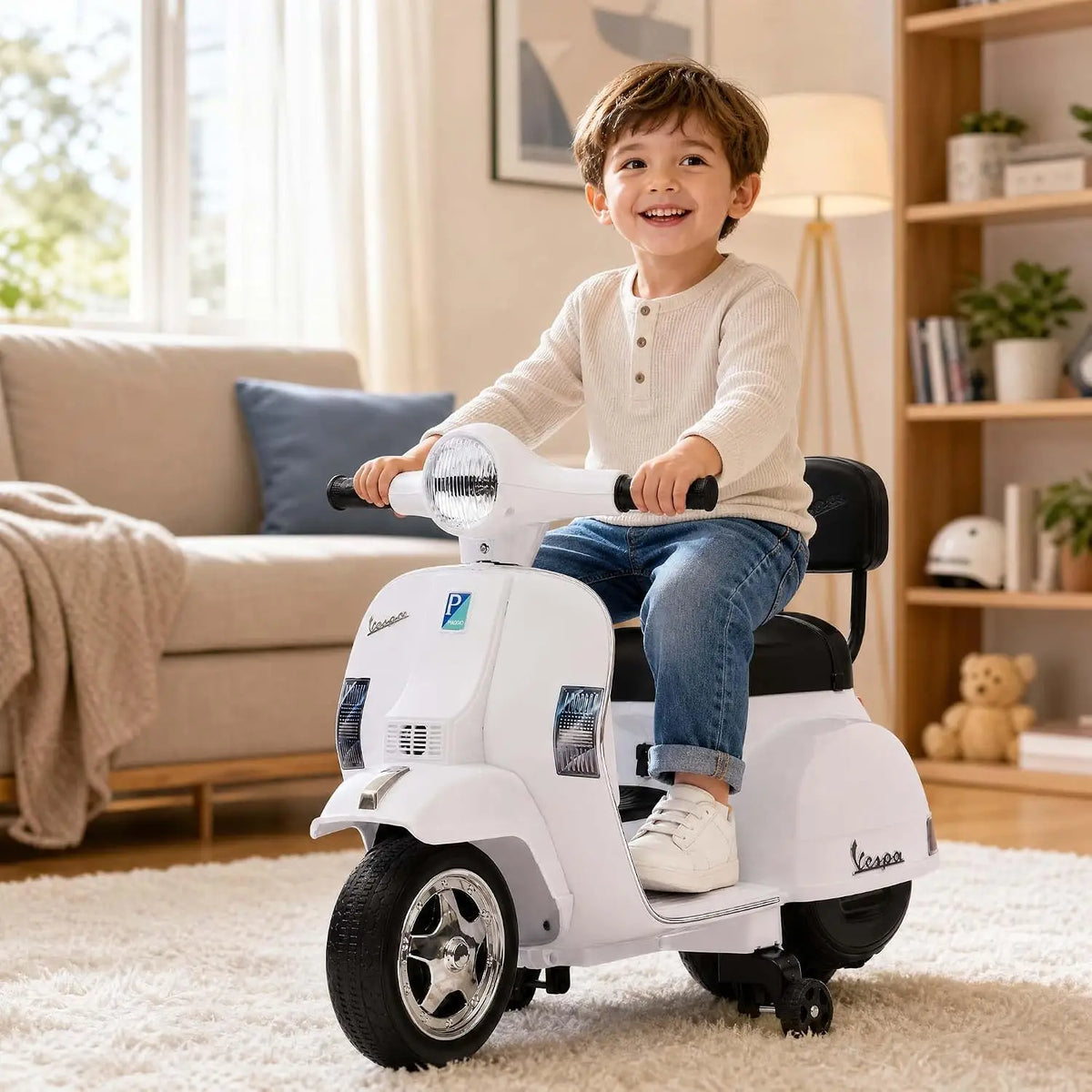 6V Kids Licensed Vespa PX150 Ride‑On Scooter, 25W Single Motor Electric Toy, 4.5AH Battery & Charger, No Remote, US Full‑Environment‑Friendly Standard, Multi‑Color Optional Children Outdoor Gift