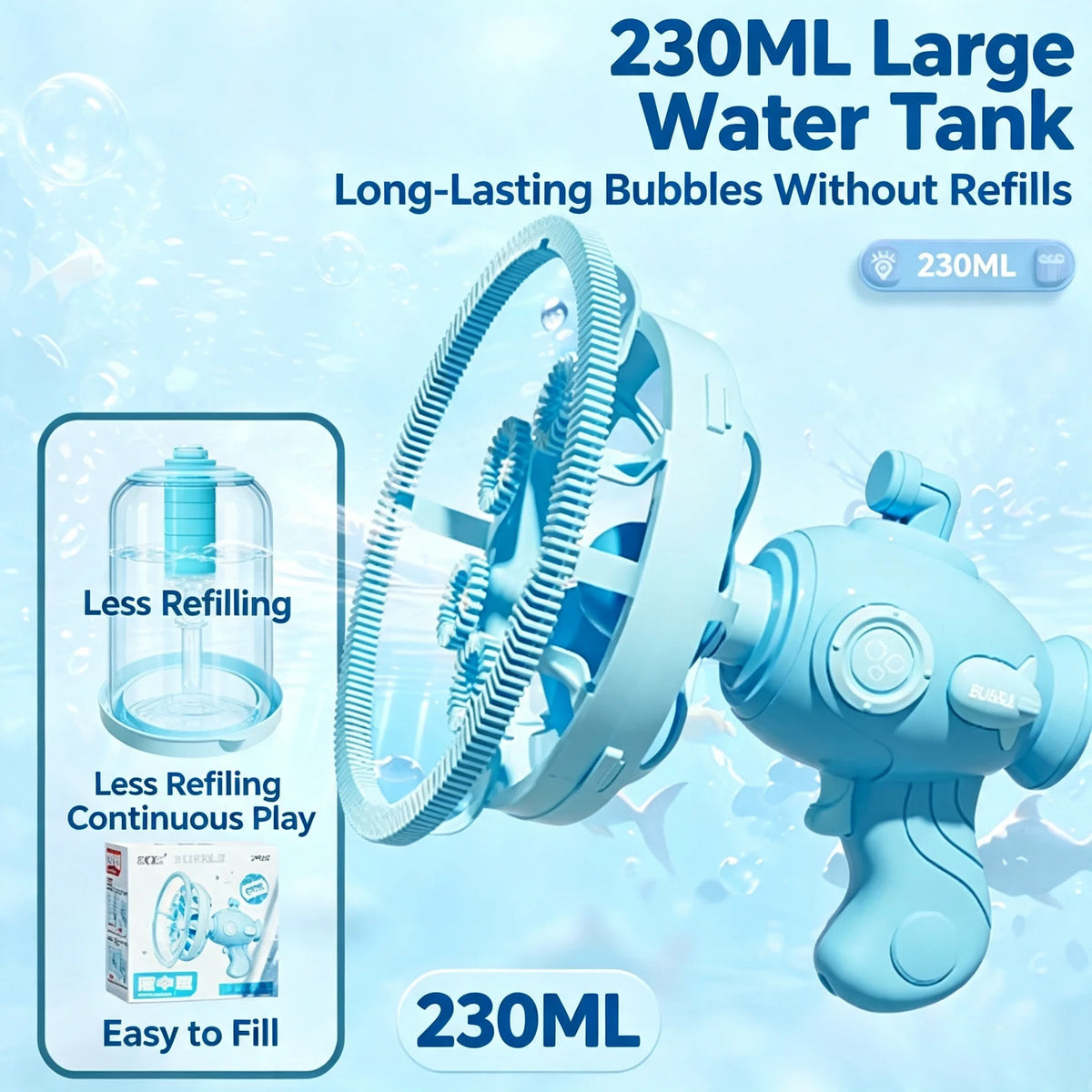 Tolife Kids Double Layer Bubble Gun Toy for Outdoor Parties