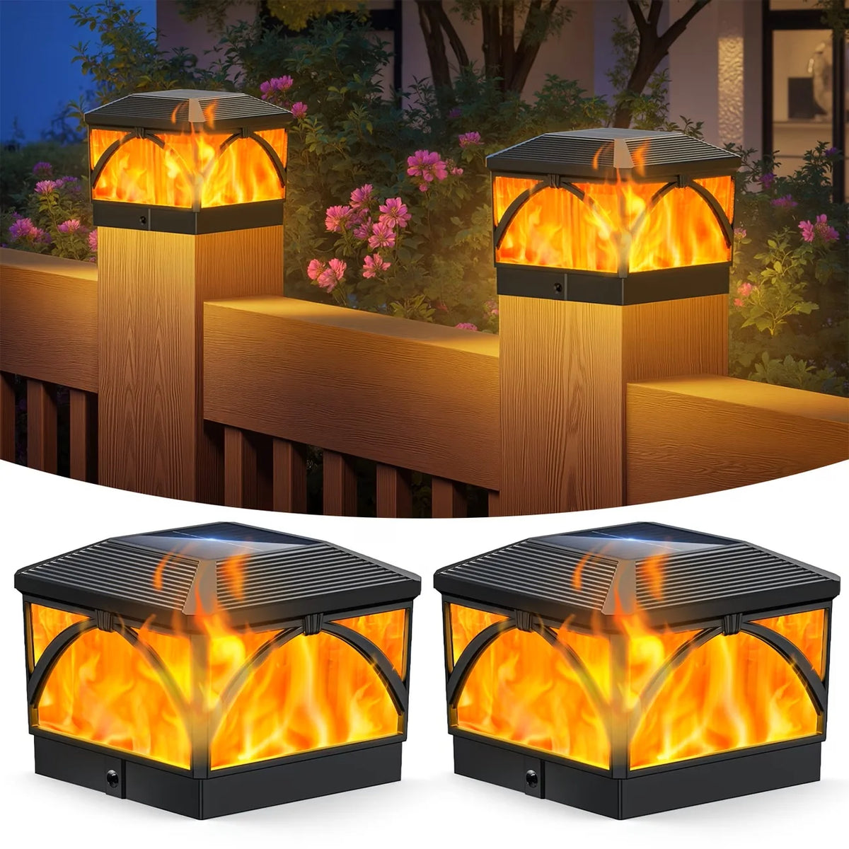 KPSTEK Waterproof Solar LED Fence Gate Pillar Light