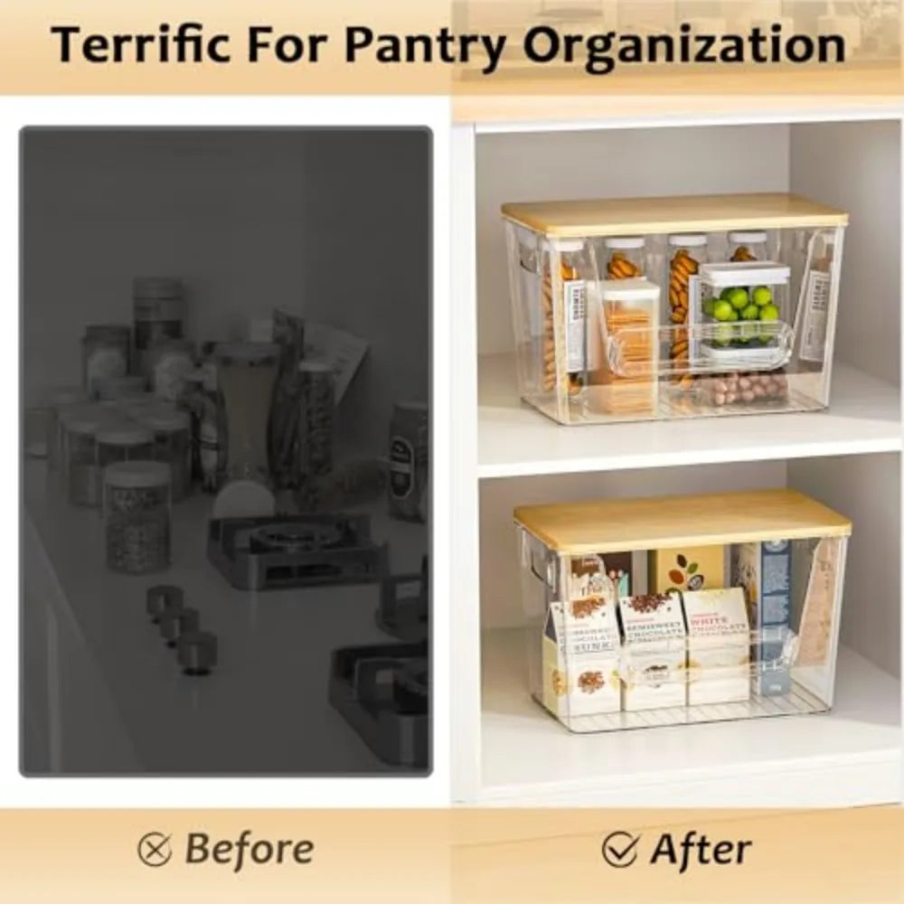 Pantry Organizer Set with Bamboo Lid and Trash Bag Dispenser