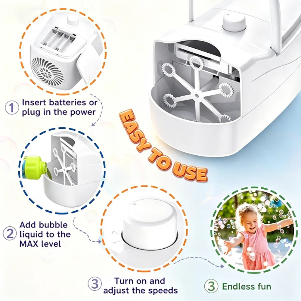 Kids Automatic Bubble Machine Handheld Bubble Blower Toy for Parties