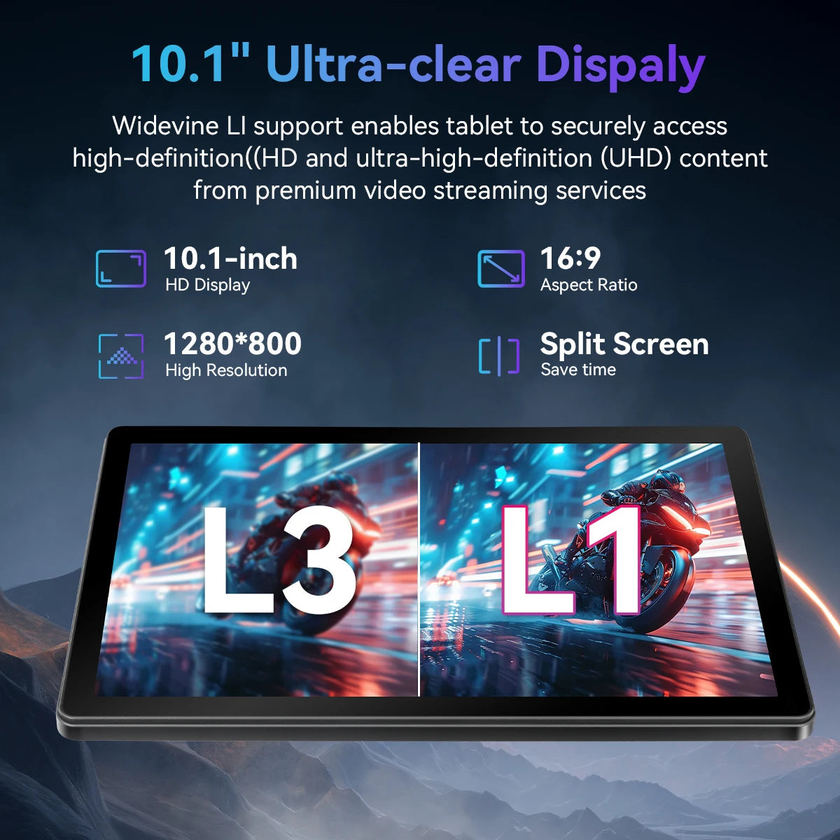 G13 10.1" Android Kids Tablet Octa‑Core Processor,30(6+24)GB RAM 128GB ROM,6200mAh Battery,Parental Control Dual Camera WiFi 6 Children Learning Tablet