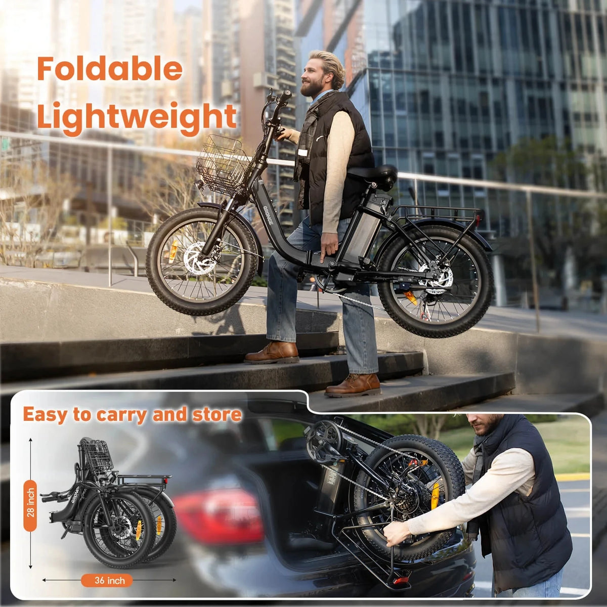 Qronge Mirage 1000W Removable Folding Electric Bike