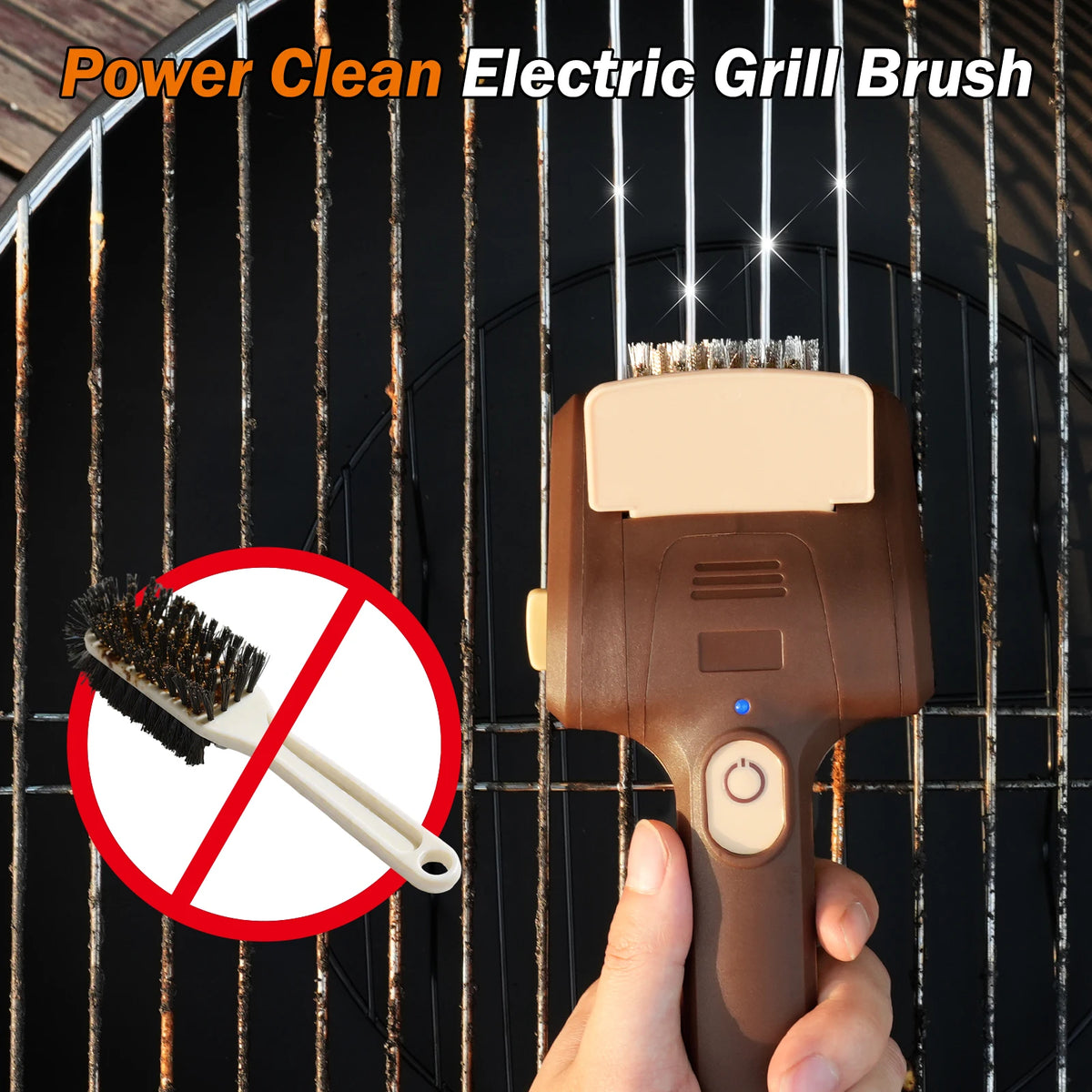 USB Rechargeable Electric BBQ Grill Brush With Automatic Rotating Bristles