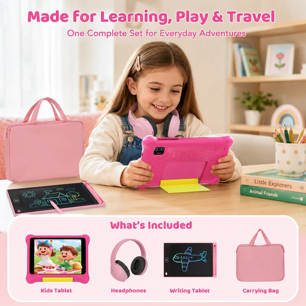 BUFO Kids Android Learning Tablet With Dual Cameras And Accessories