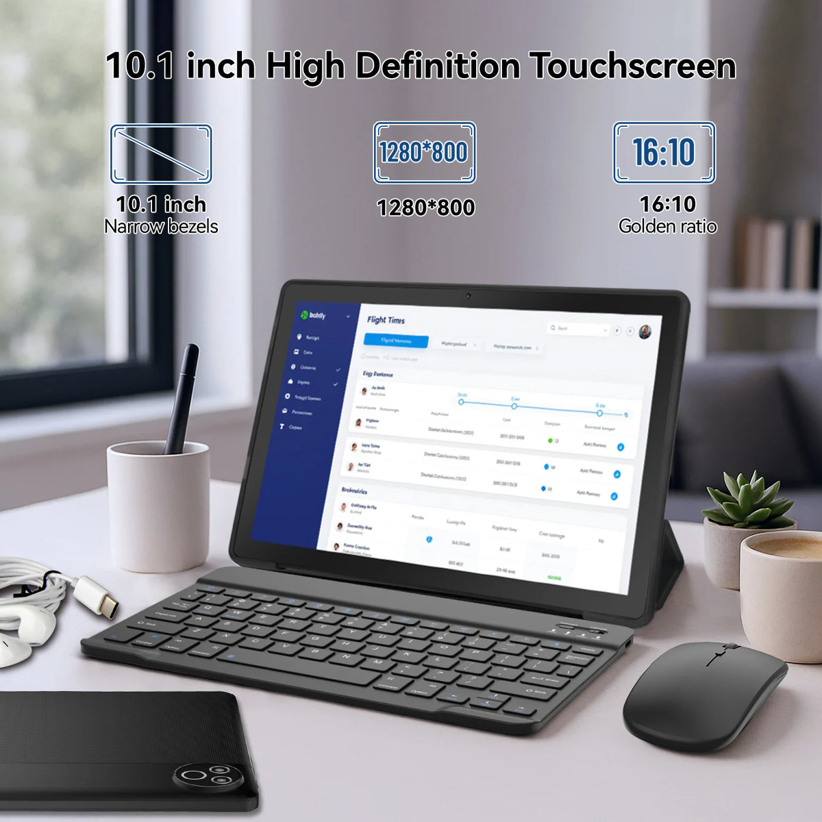 New KB1001L 10.1" IPS Tablet Bundle Android 15 Five‑Core Processor 20(3+17)GB Expanded RAM 64GB Storage Keyboard Mouse Stylus Cover Headphones WiFi‑6 Widevine L1 5000mAh 20W Fast Charge Tablet US Stock