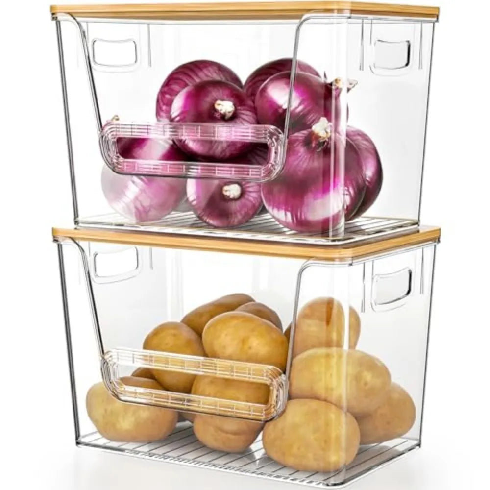 Pantry Organizer Set with Bamboo Lid and Trash Bag Dispenser