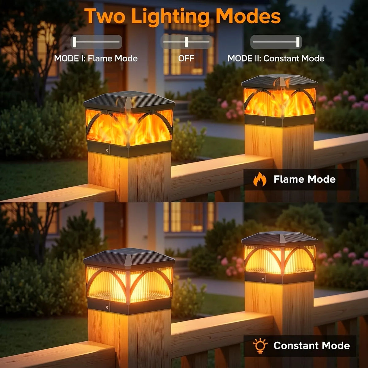 KPSTEK Waterproof Solar LED Fence Gate Pillar Light