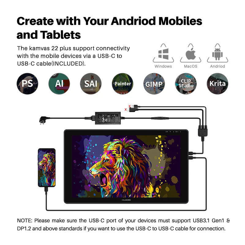 Huion Kamvas 22 Plus QLED Graphics Tablet For Creative Design
