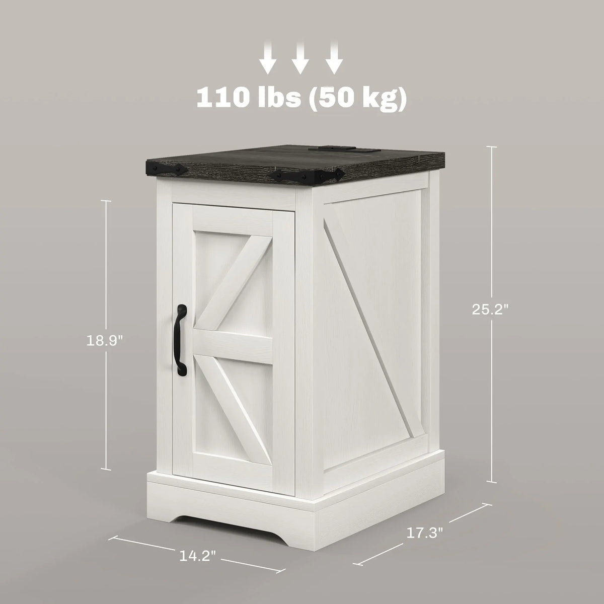 HOMCOM Farmhouse End Table With Charging Station and USB Ports