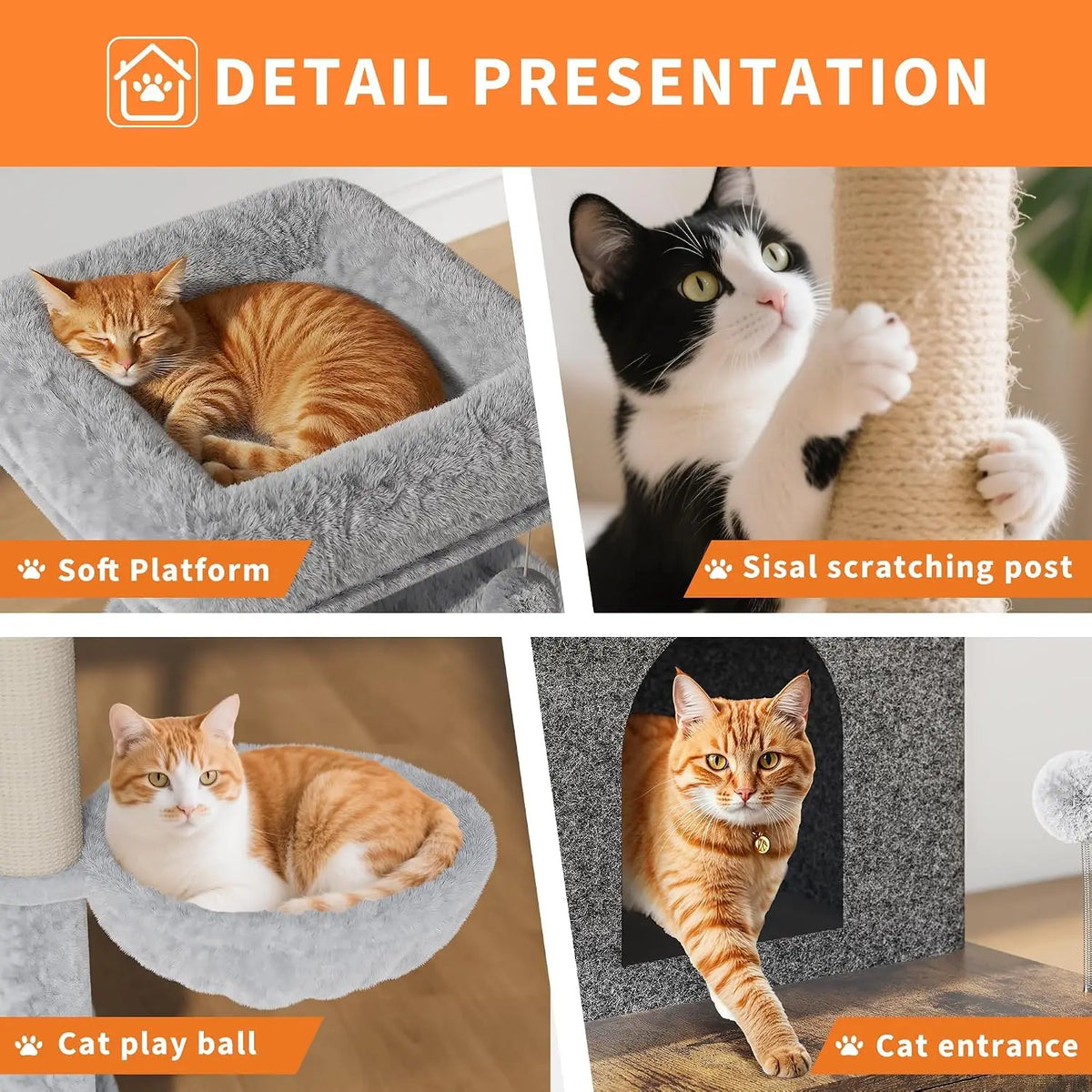Tacleekii Multi Level Cat Tower With Litter Box Enclosure