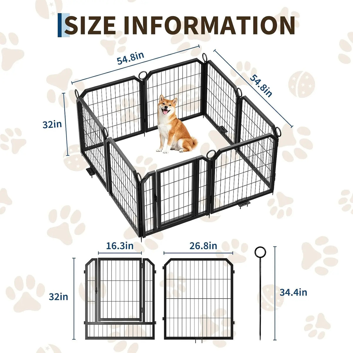Garvee Heavy Duty Dog Playpen With Secure Self Locking Gate