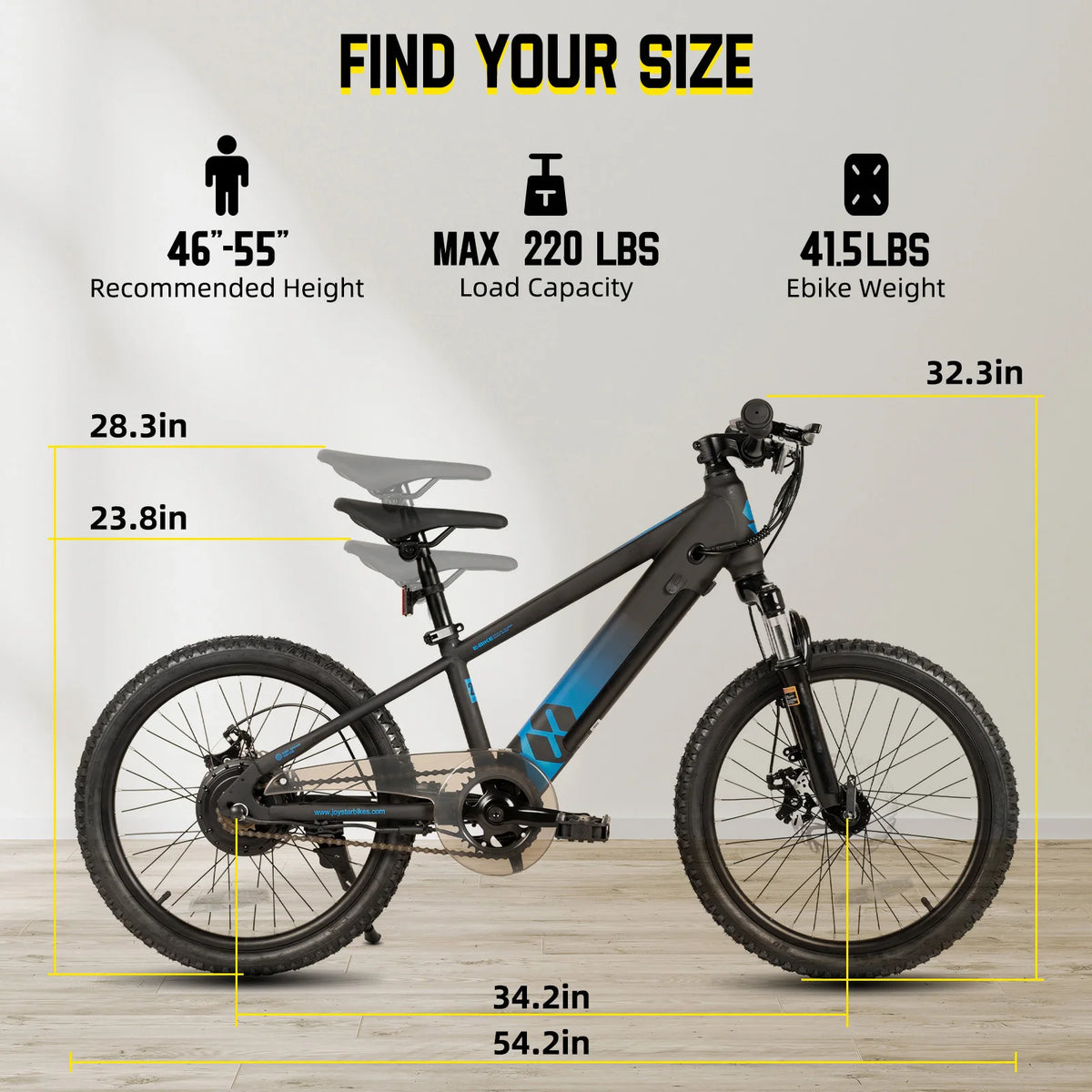 JOYSTAR Electric Mountain Bike for Kids 20" Boys Girls Teens Ages 7+ with Removable Battery 250W Motor And Disc Brakes