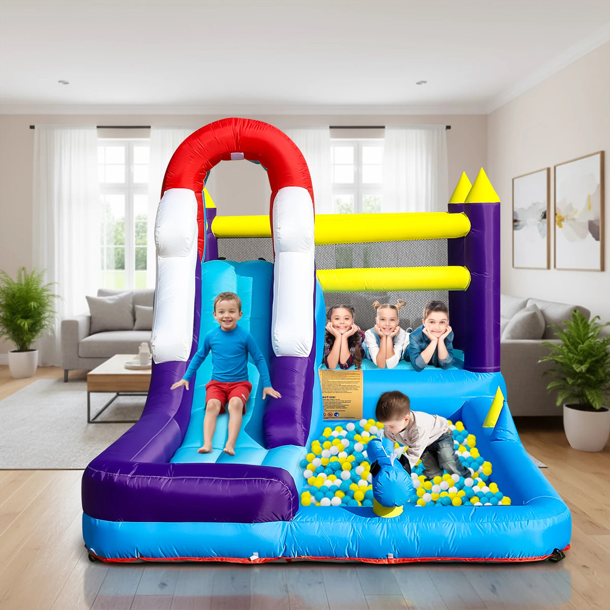 23FT Inflatable Water Slide with Splash Pool, Outdoor Water Park Slide, Heavy Duty Bounce House with Climbing Wall & Water Spray for Summer Party Family Fun