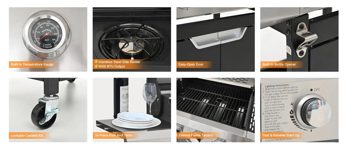 Propane Gas Grill Sear And Side Burner Stainless Steel