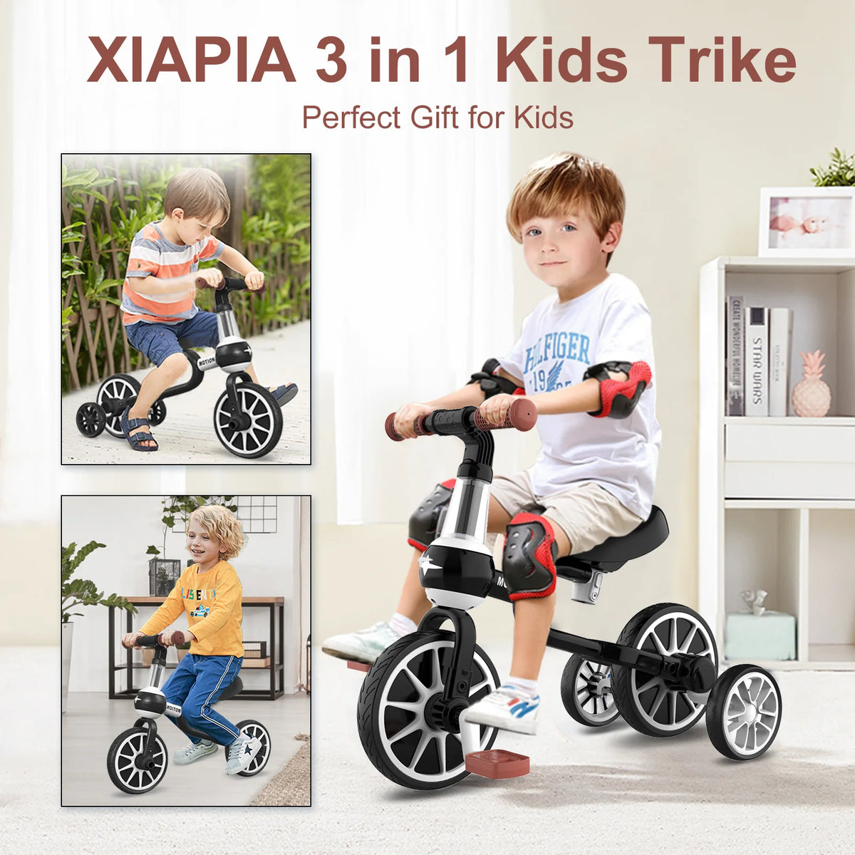 2 in 1 Kids Convertible Tricycle, Toddler Balance Bike with Detachable Pedals, Anti-Rollover 3-Wheel Ride-On Bicycle, Outdoor Play Toy & Birthday Gift for Boys Girls Ages 1 to 4