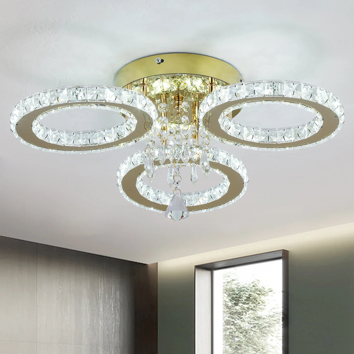 Vetrulus Modern Crystal Stainless Steel Ceiling Chandelier LED