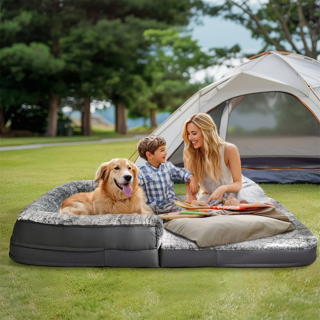 BINGOPAW Foldable Orthopedic Pet Bed With Removable Plush Cover