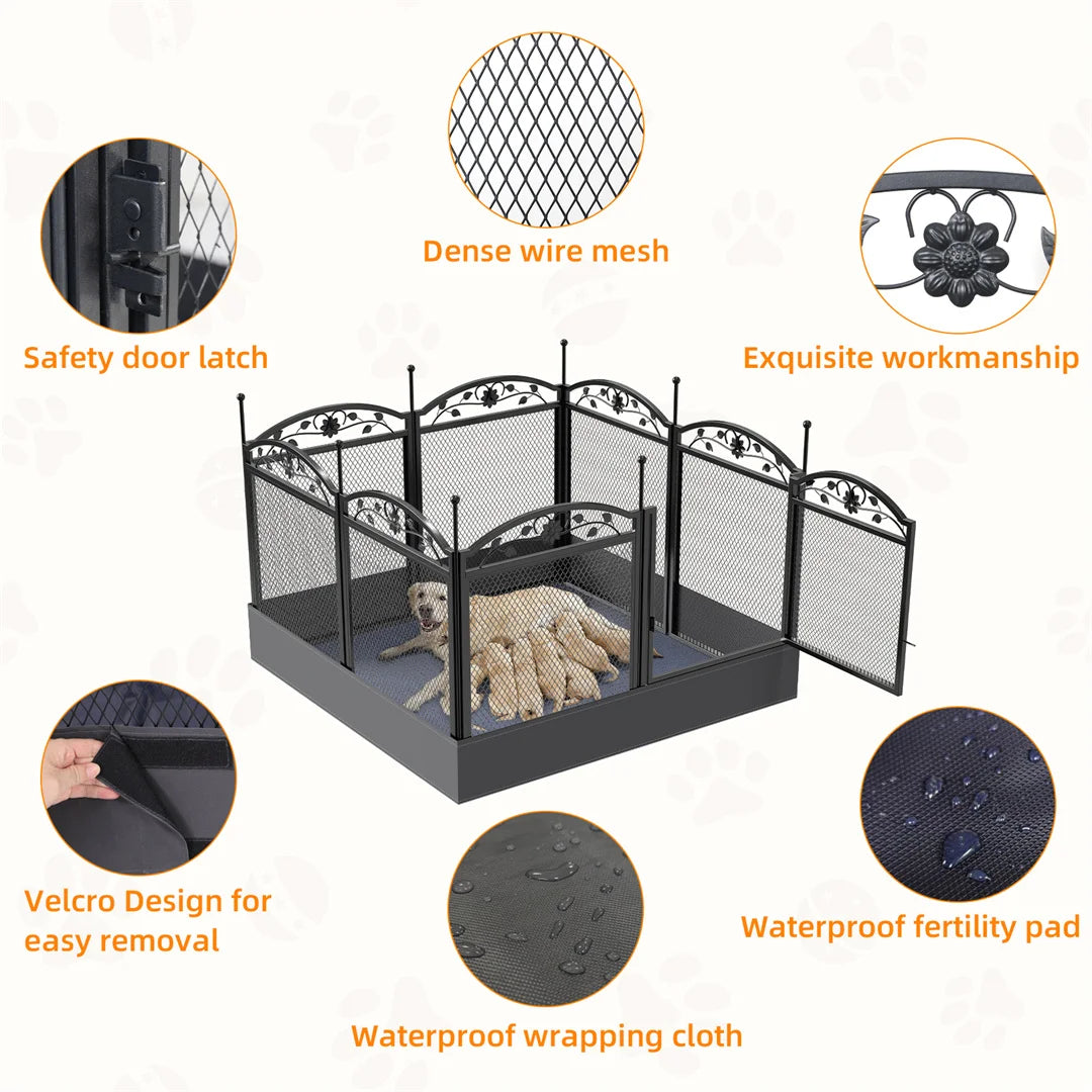 Bingopaw Heavy Duty Metal Dog Playpen For Secure Pet Enclosure