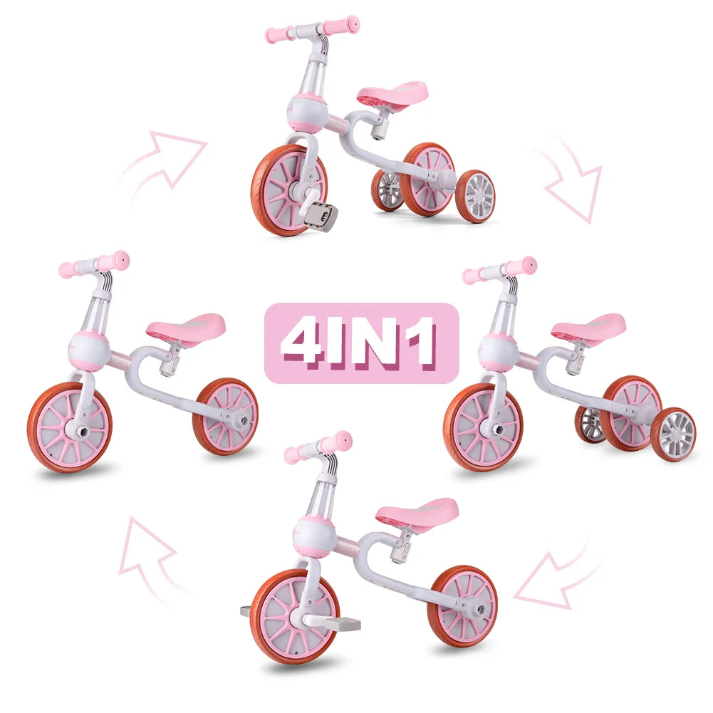 2 in 1 Kids Convertible Tricycle, Toddler Balance Bike with Detachable Pedals, Anti-Rollover 3-Wheel Ride-On Bicycle, Outdoor Play Toy & Birthday Gift for Boys Girls Ages 1 to 4
