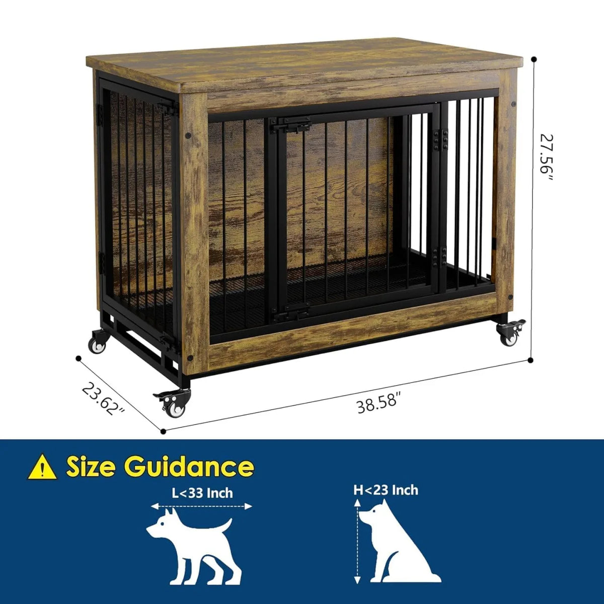 Anixol Wooden Dog Crate Side Table and Removable Tray
