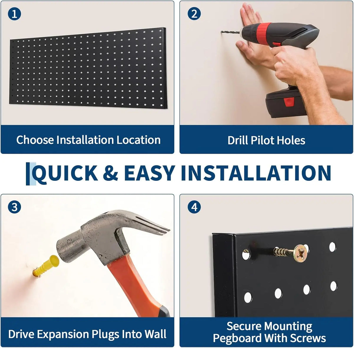 Heavy Duty Steel Pegboard Wall Organizer Panels For Tool Storage