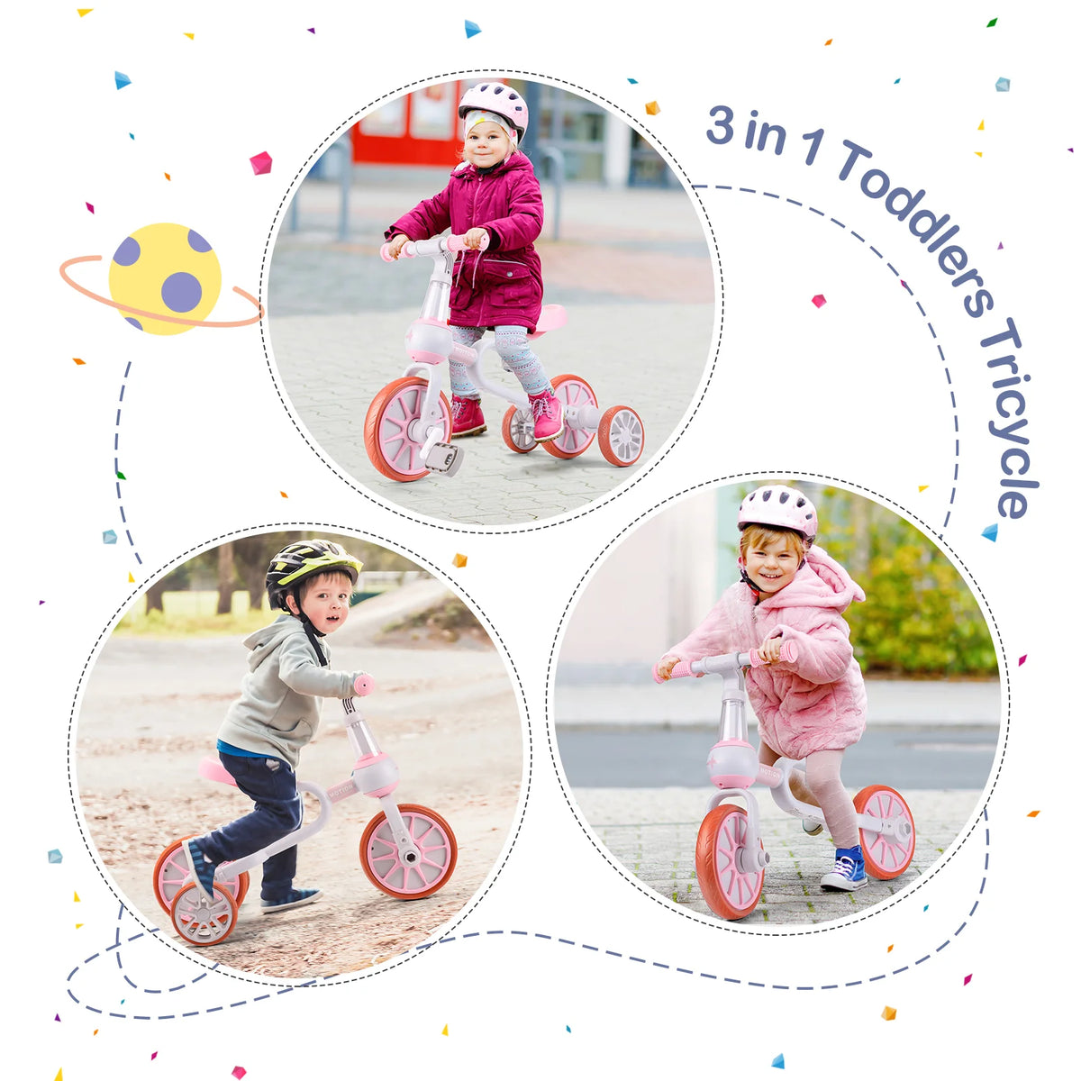 2 in 1 Kids Convertible Tricycle, Toddler Balance Bike with Detachable Pedals, Anti-Rollover 3-Wheel Ride-On Bicycle, Outdoor Play Toy & Birthday Gift for Boys Girls Ages 1 to 4