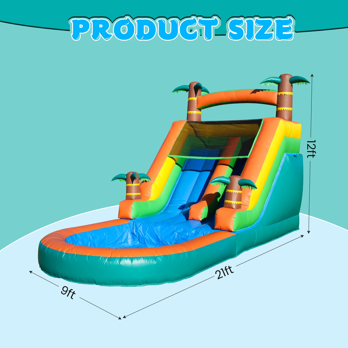 21FT Tropical Water Slide Bounce House Commercial Inflatable Playground 750W Blower for Children's Entertainment