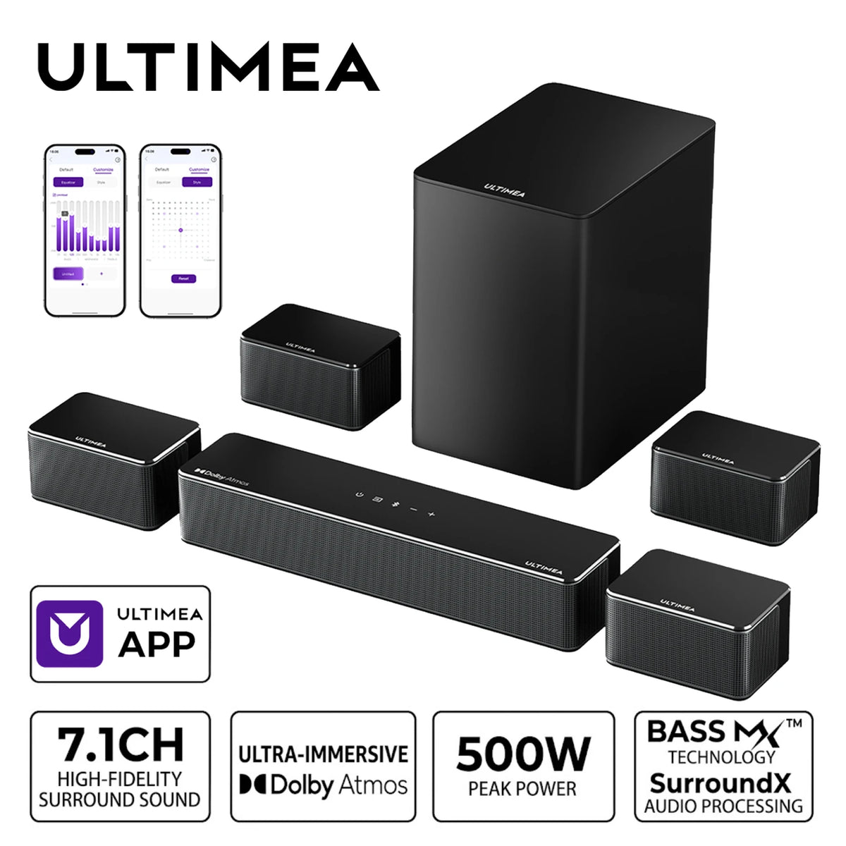 ULTIMEA Poseidon D80 7.1CH Dolby Atmos Soundbar With Subwoofer