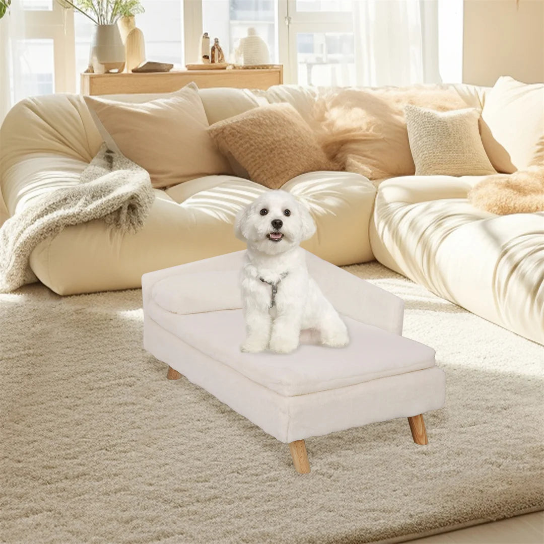 L Shape Pet Sofa Bed With Waterproof Rubber Wood Legs