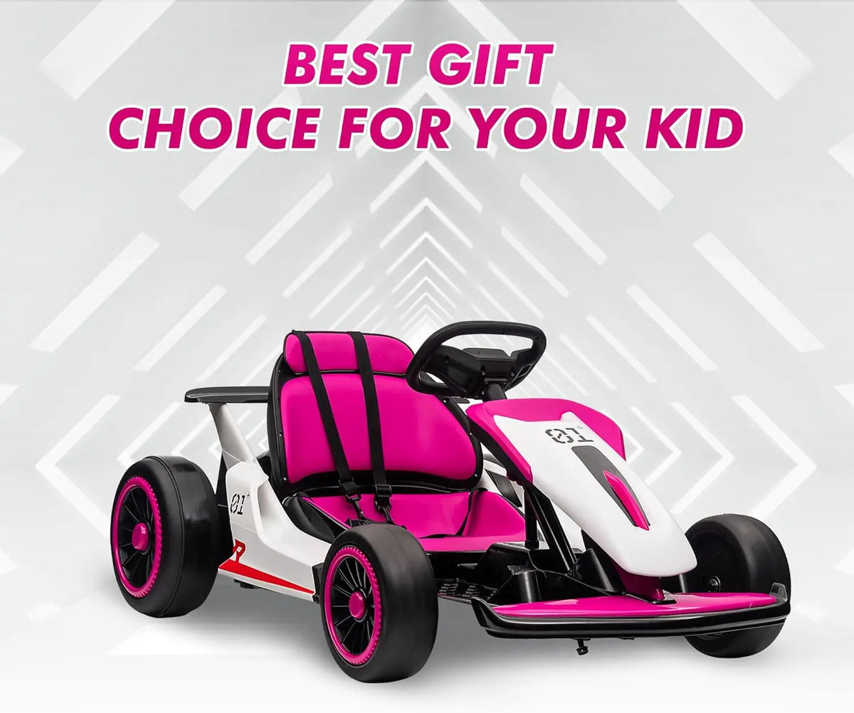 24V Electric Gokart For Children 6-12 Years, Drift Kart With Adjustable Seat, 2 x 200W Motors, 7Ah Battery, Up to 13 Km/h, Up to 45 kg, LED, USB And FM Radio, Seat Belt