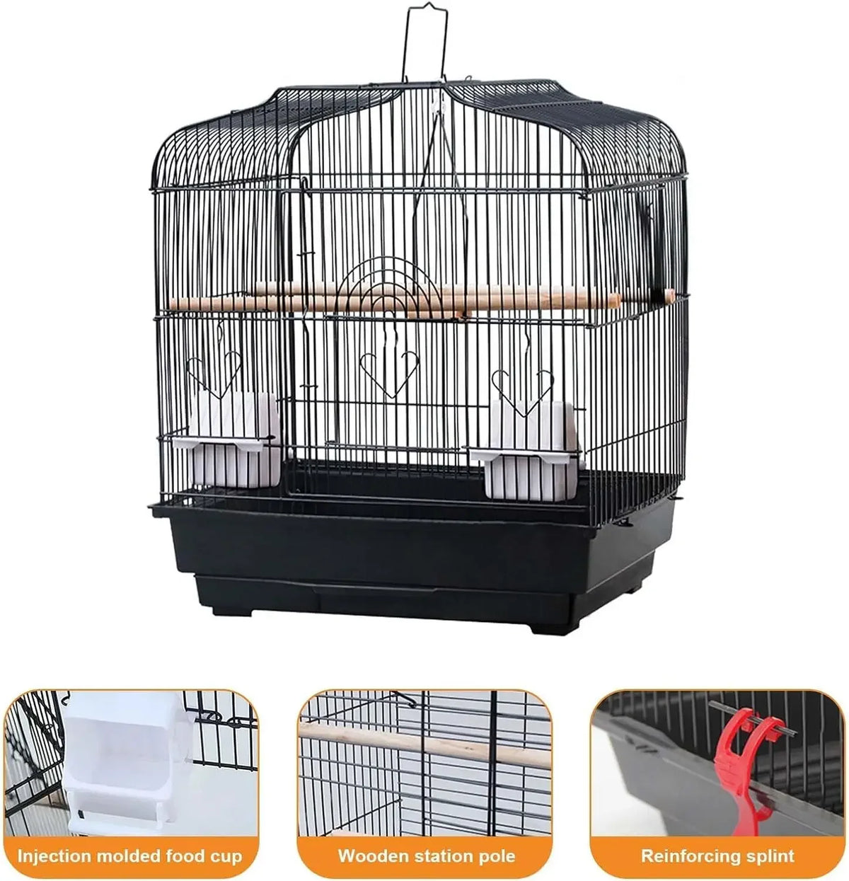Portable Metal Bird Travel Cage With Sturdy Handle And Tray