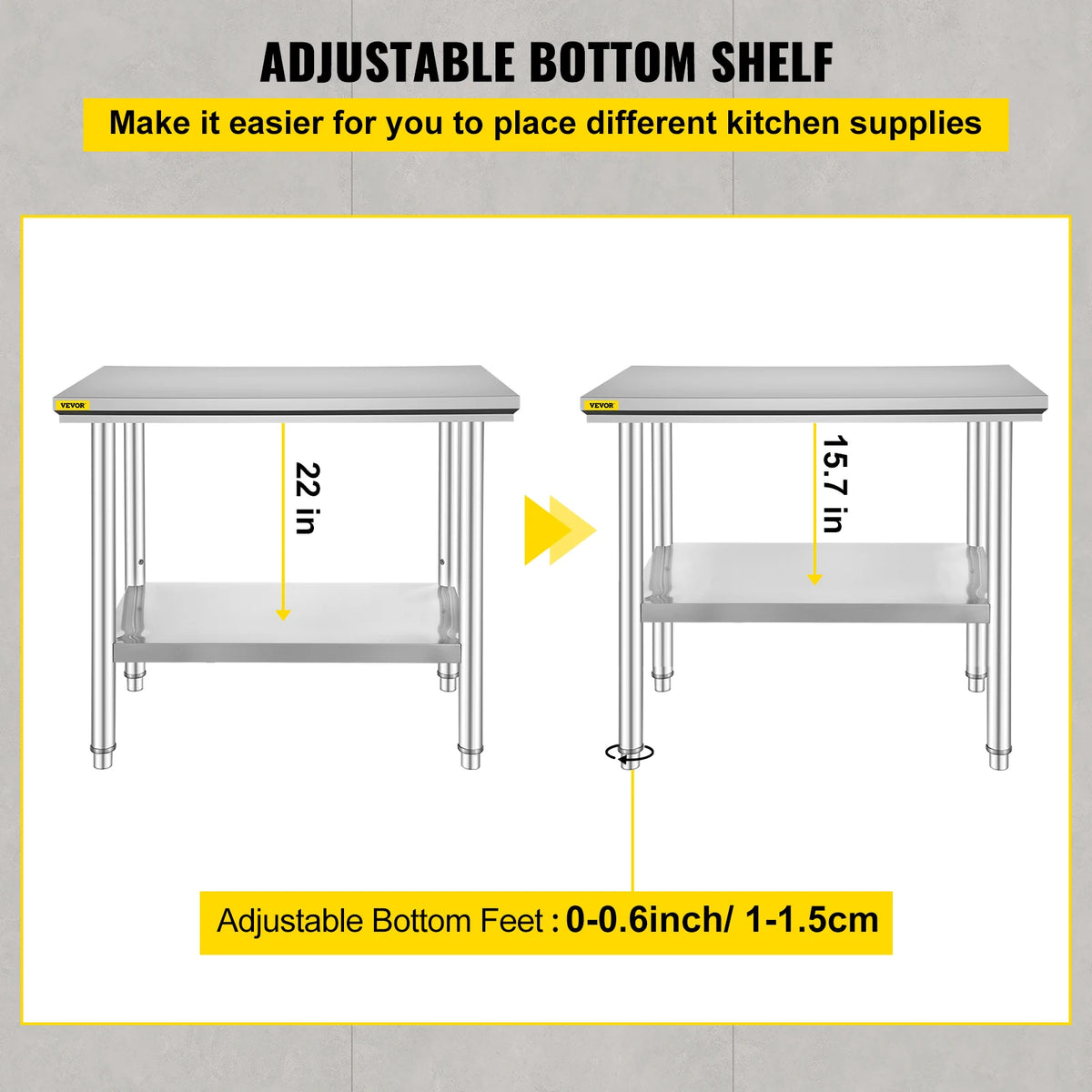 Commercial Stainless Steel Kitchen Workbench With Undershelf
