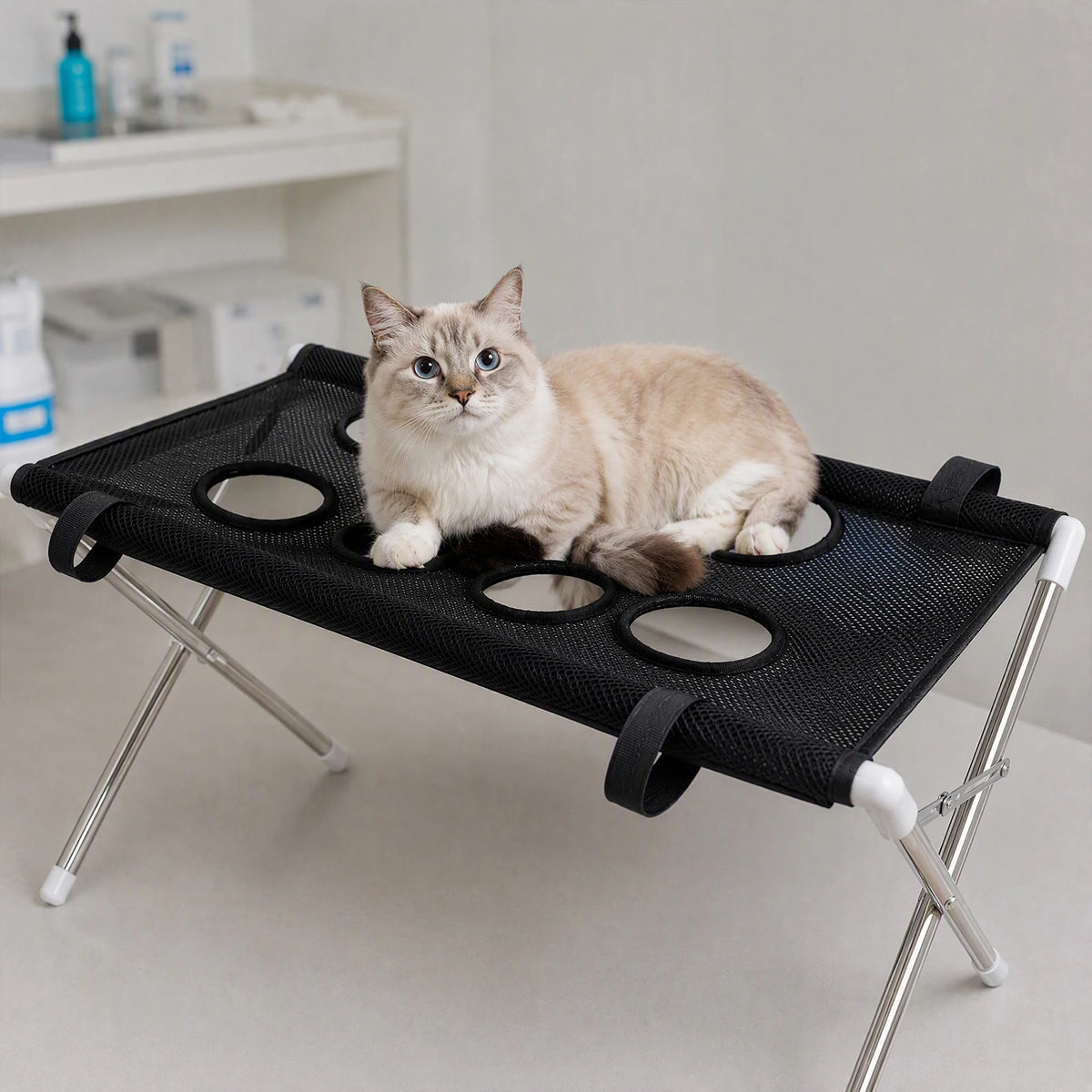 Foldable Stainless Steel Grooming Hammock For Cats And Dogs