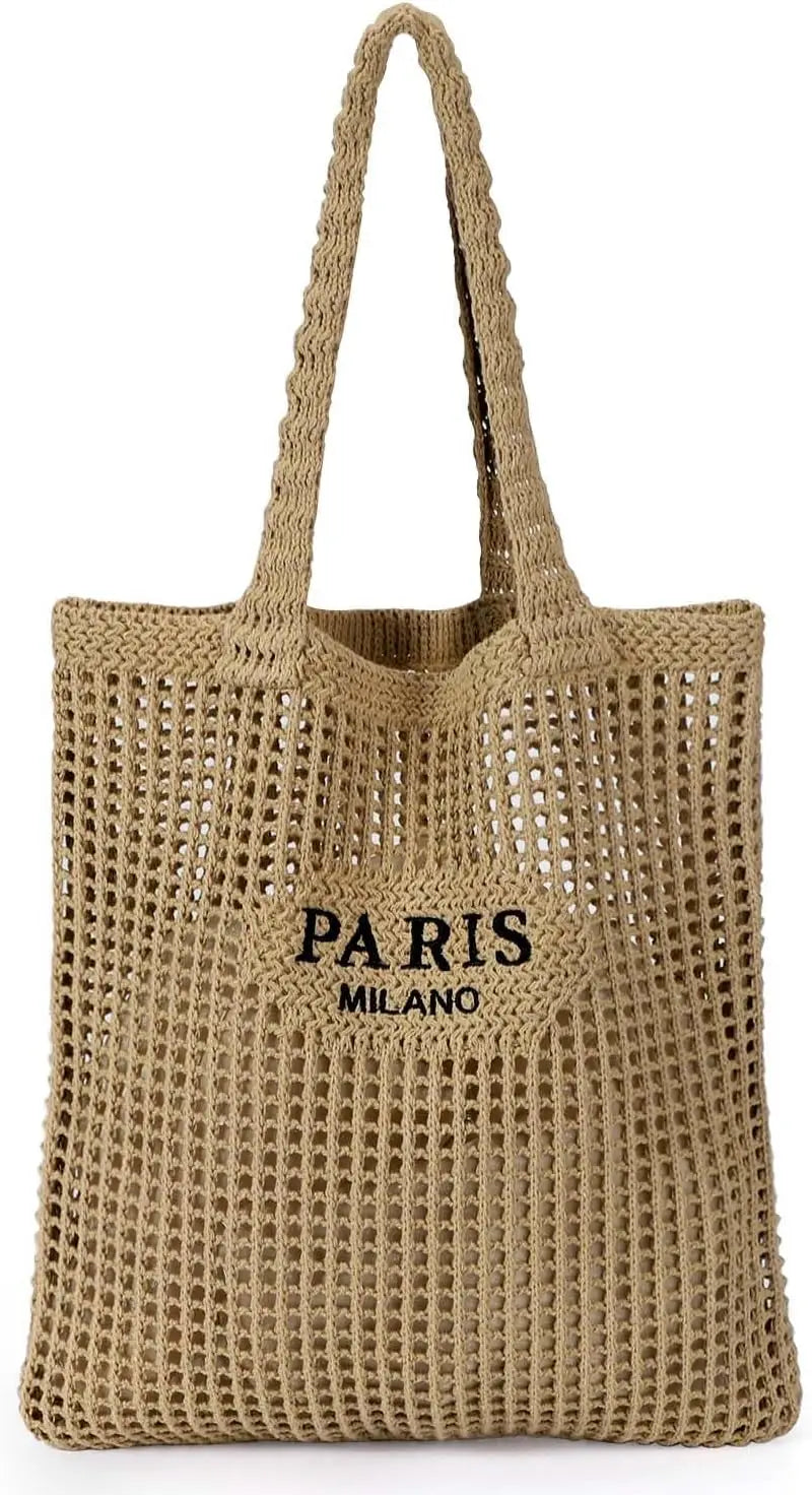 Hatisan Crochet Mesh Bohemian Tote Bag For Women Knit Purse