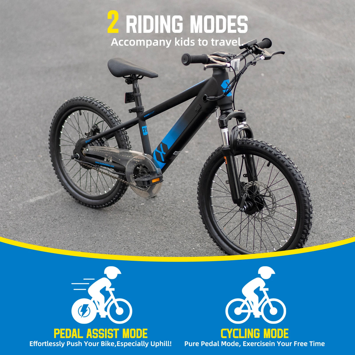JOYSTAR Electric Mountain Bike for Kids 20" Boys Girls Teens Ages 7+ with Removable Battery 250W Motor And Disc Brakes