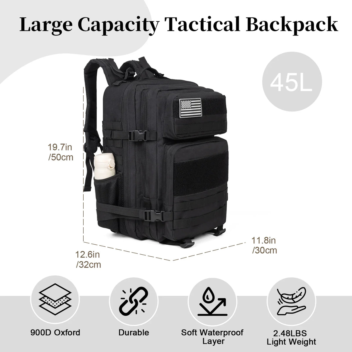 Kabaqoo Waterproof Tactical Hiking Backpack for Outdoor Travel