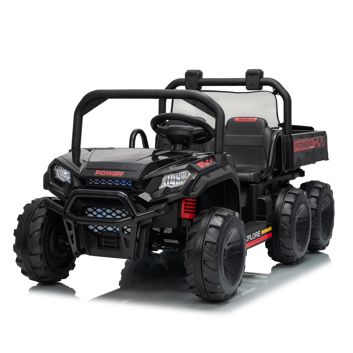 24V 4WD 2 Seater Kids Ride On Dump Truck with Remote Control, 3 Speed Adjustable, Functional Dump Bed & Built-in Music, Electric Ride On Vehicle Toy Gift for Boys Girls