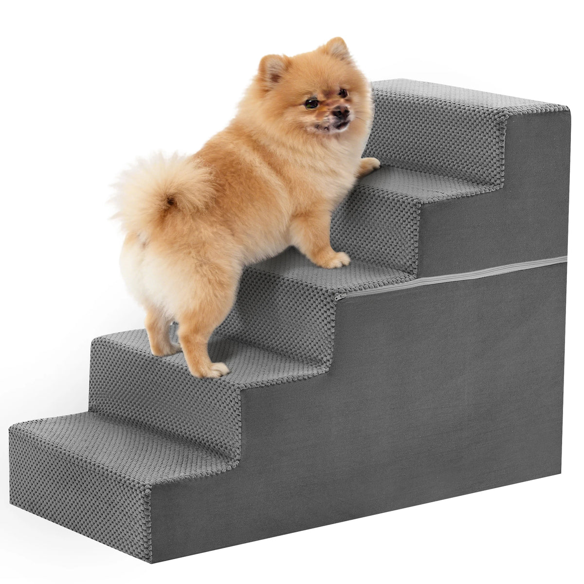 JHK Padded Foam Dog Stair Ramp With Non Slip Design