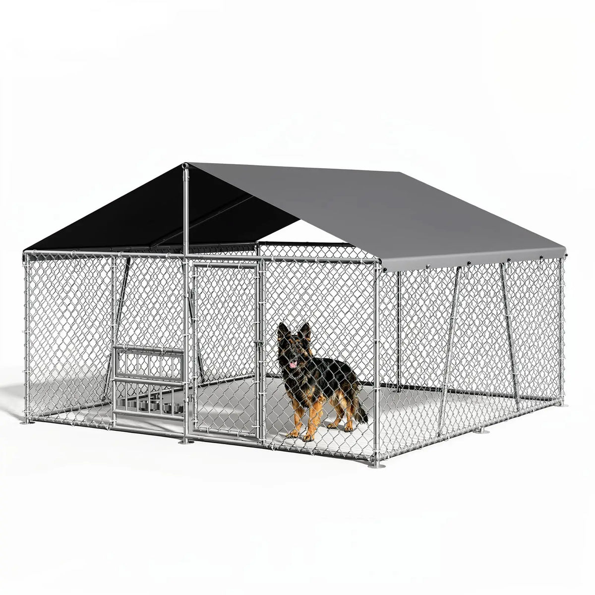 DishyKooker Heavy Duty Lockable Galvanized Outdoor Dog Kennel