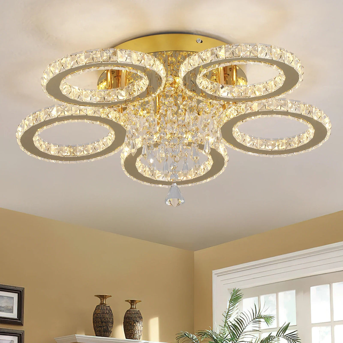 Vetrulus Modern Crystal Stainless Steel Ceiling Chandelier LED
