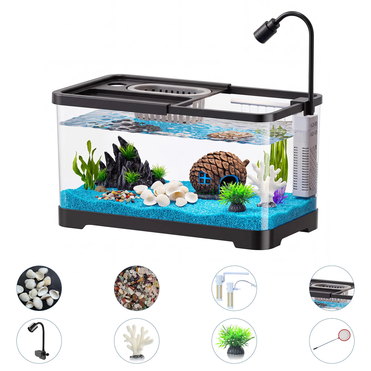Compact Led Fish Tank Starter Kit With Oxygen Generator System
