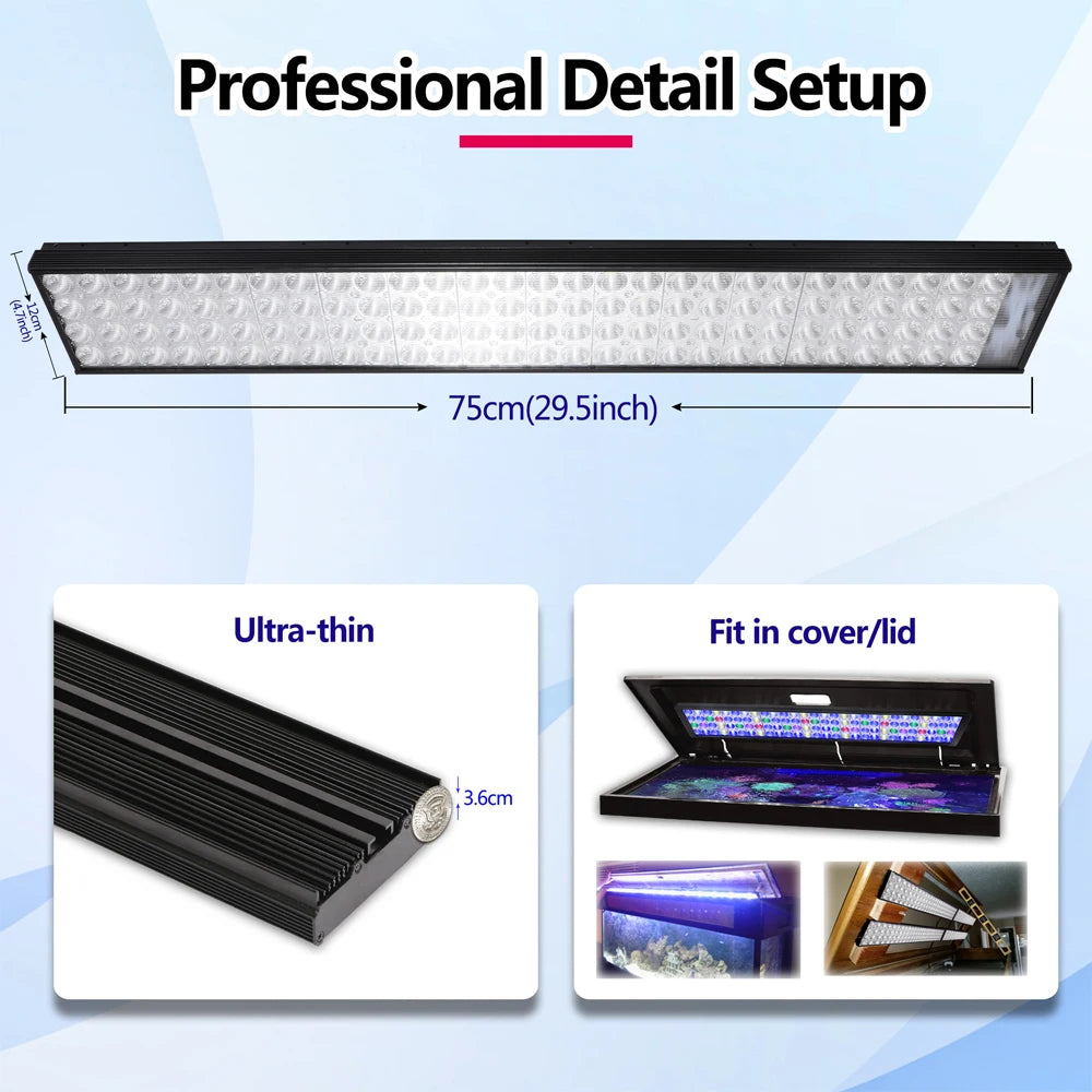 PopBloom Full Spectrum Programmable LED Marine Aquarium Lamp