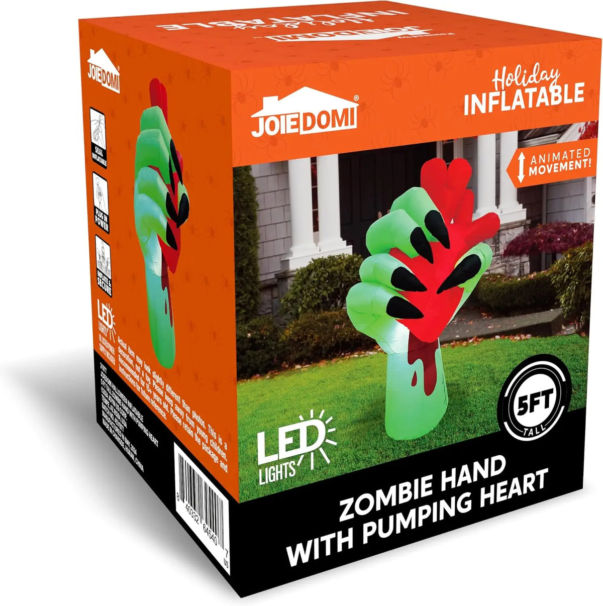 5 Ft Halloween Inflatables Zombie Hand Outdoor Decorations Blow Up Decors with Build-in LEDs and Pumping Heart Halloween Inflatables Zombie Hand Party Decoration for Yard Garden Lawn