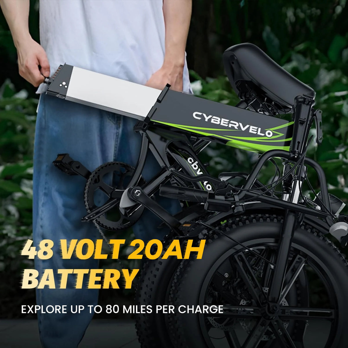 Cybervelo Folding Electric Bike With Removable Battery Pack