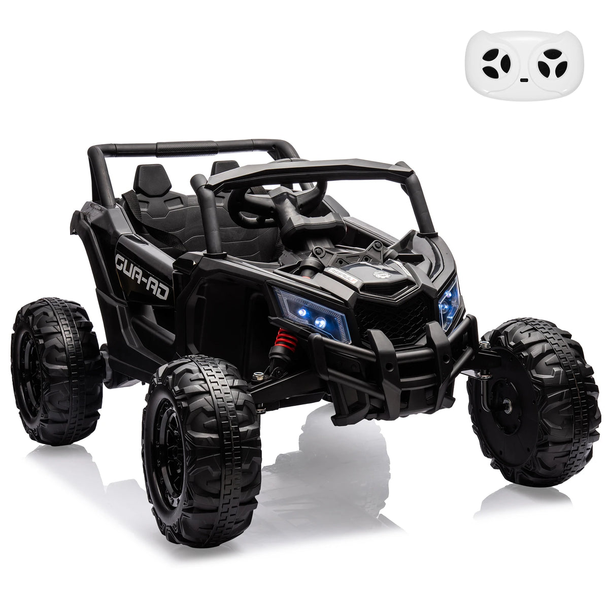 24V Kids Ride On UTV Car With Remote Control, Dual Motors, EVA Tires, Spring Suspension, LED Lights, USB Music, 2 Seat Electric Toy
