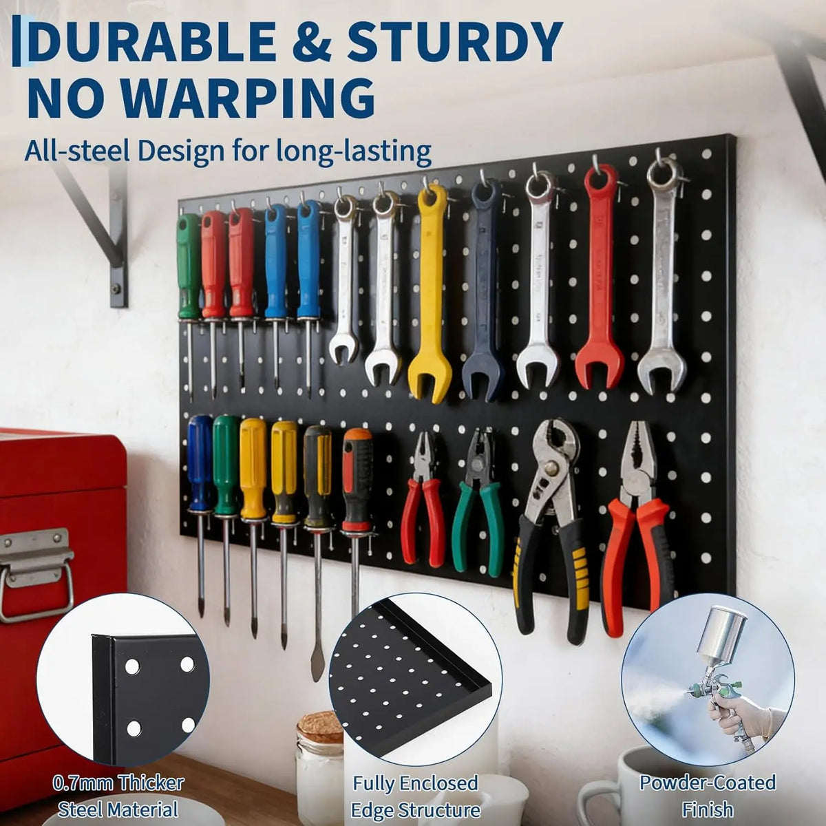Heavy Duty Steel Pegboard Wall Organizer Panels For Tool Storage