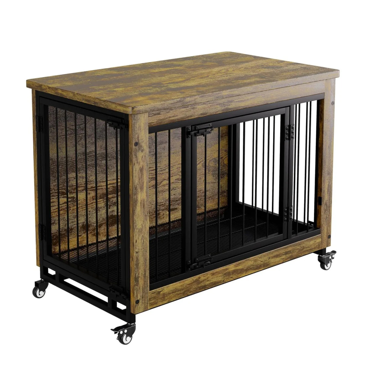 Anixol Wooden Dog Crate Side Table and Removable Tray