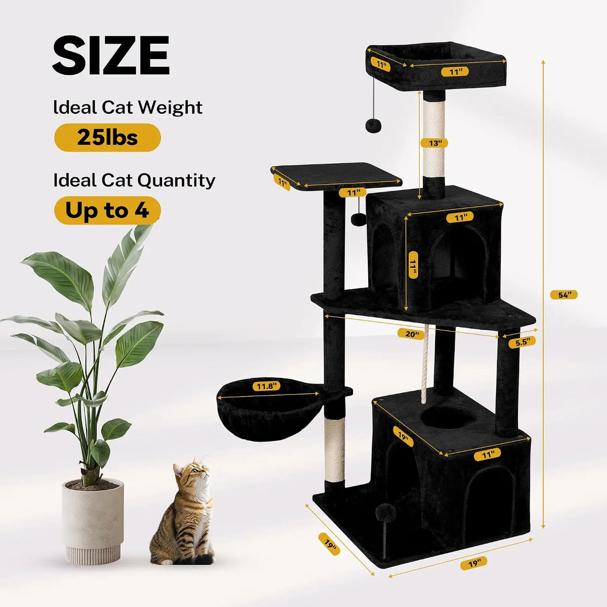 Multi Level Plush Cat Condo With Scratching Posts And Basket